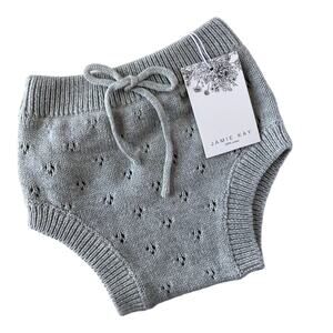 Jamie Kay NEW Soft Knit Pointelle Bloomers - Gray - 1Y